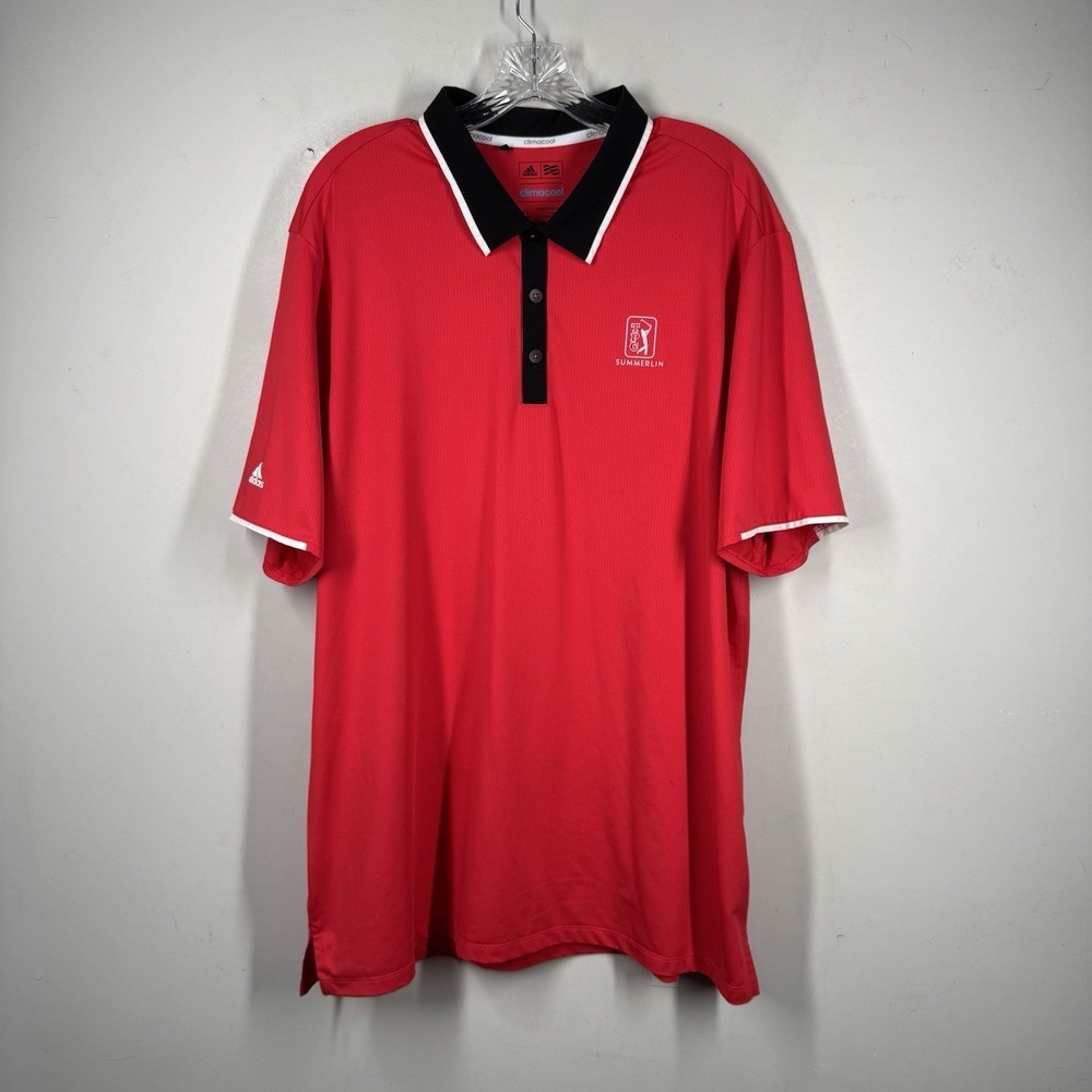 Adidas Climacool Performance Golf Polo Shirt Mens Sz XL Summerlin TPC Red Mesh